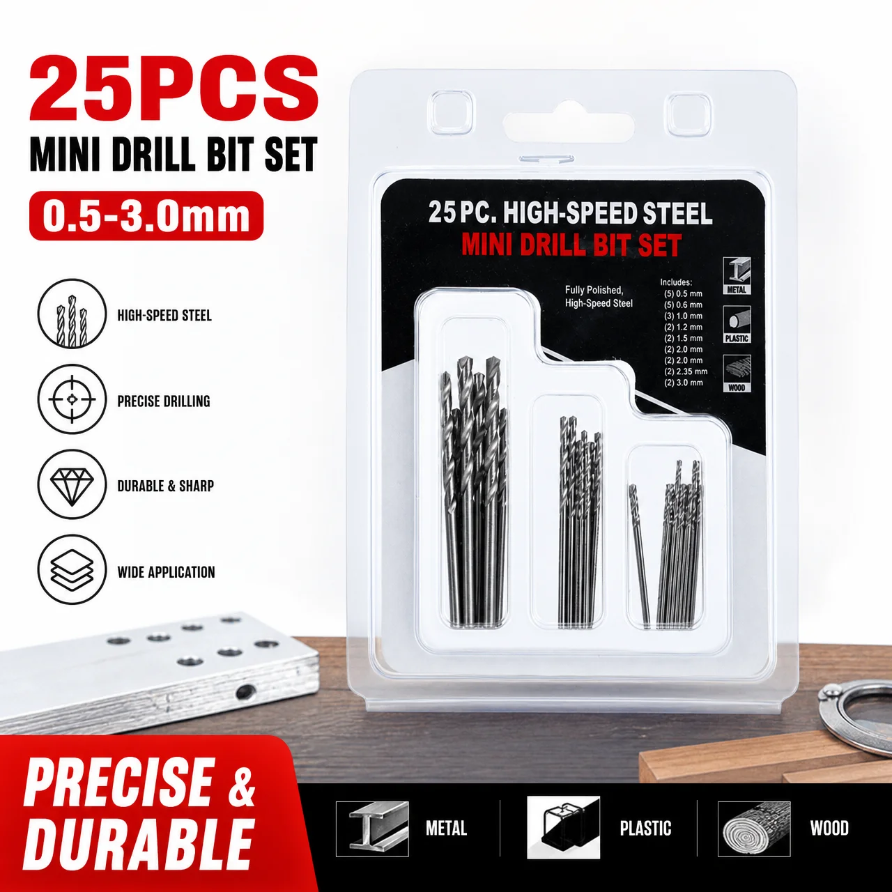 25Pcs Multipurpose High Speed Steel Small mini Twist Drill Bit Set for Craft Enthusiasts and Electronic Repairs Engraving