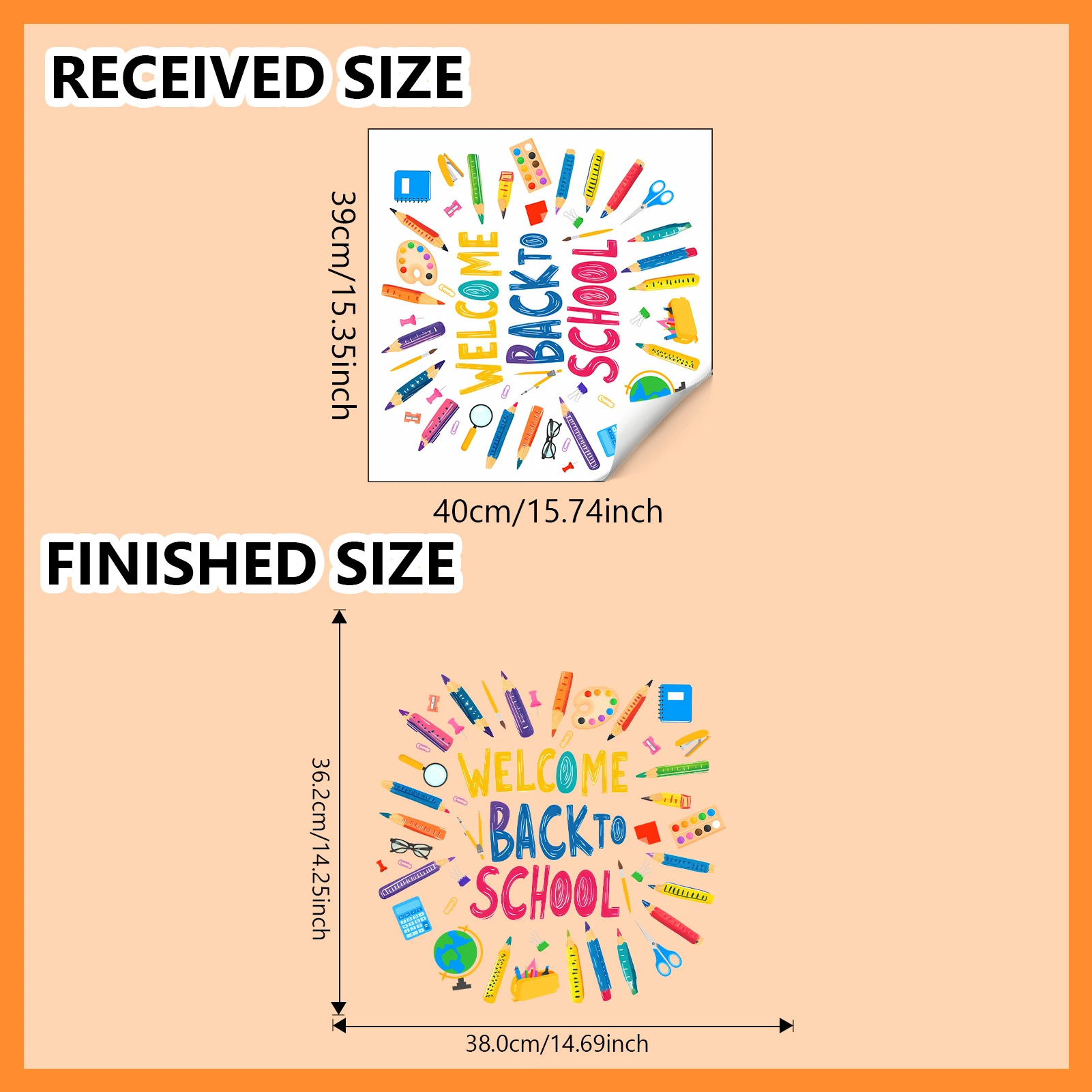 Welcome Back To School Wall Sticker Colorful Crayon Pencil Wall Decal Removable Peel and Stick for Classroom Decor