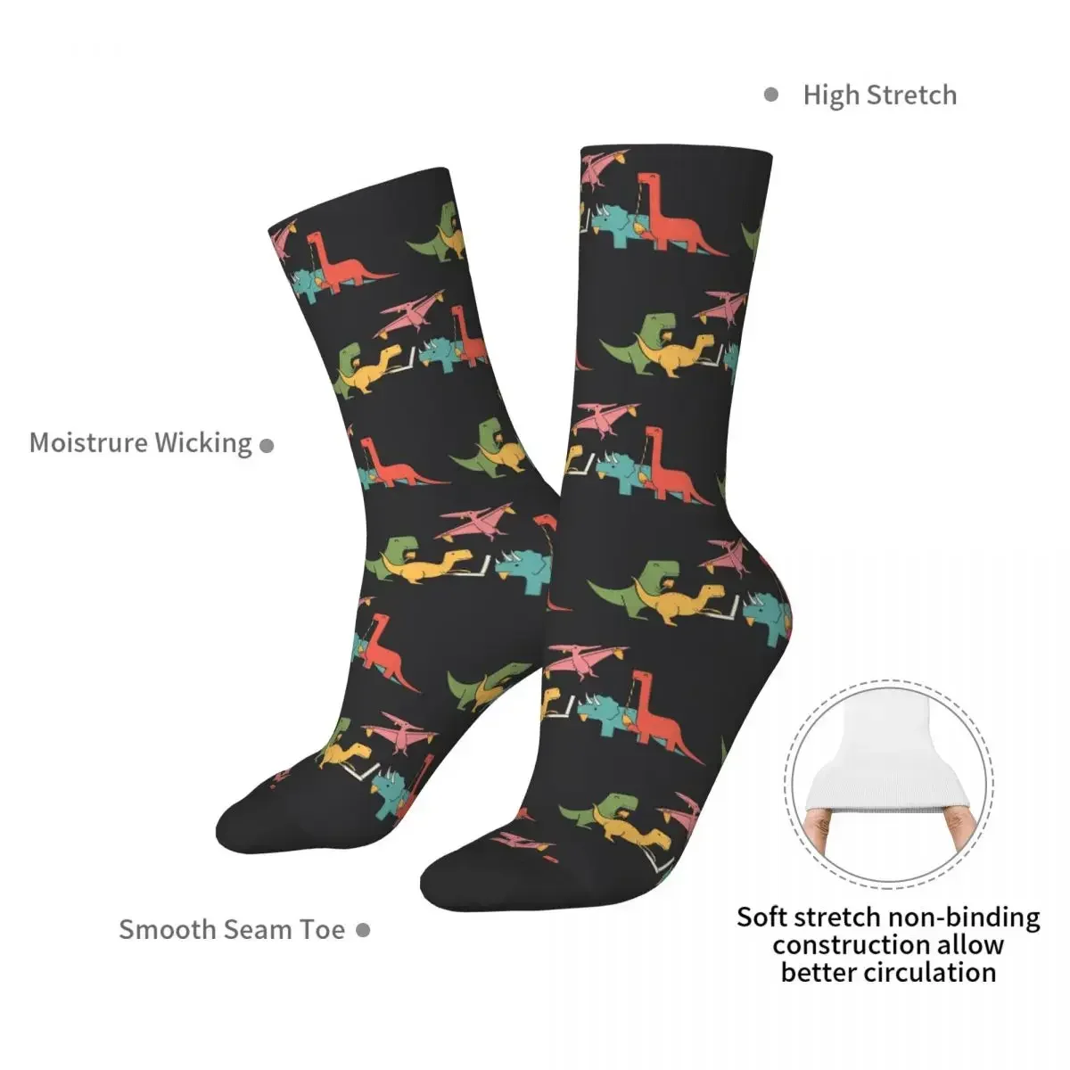 Pizza Dinos Socks Harajuku Super Soft Stockings All Season Long Socks Accessories for Man's Woman's Birthday Present