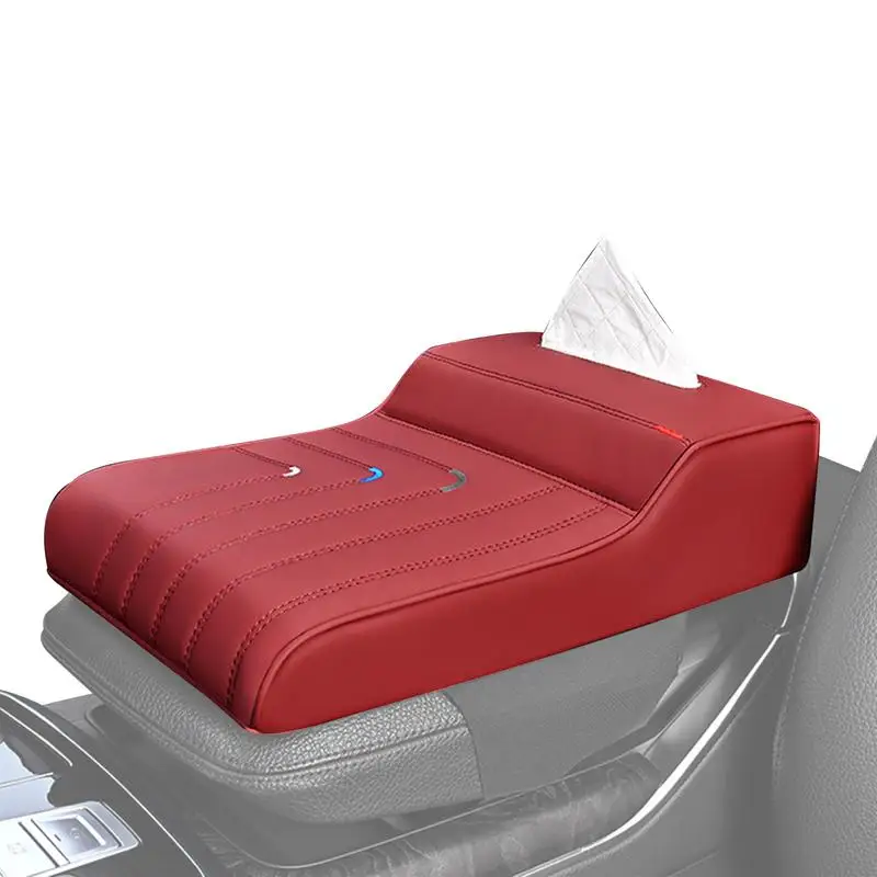 

Car Universal Armrest Cover Leather with Tissue Storage Memory Foam Height Pad Car Armrest Box Protective Pad Increased Support