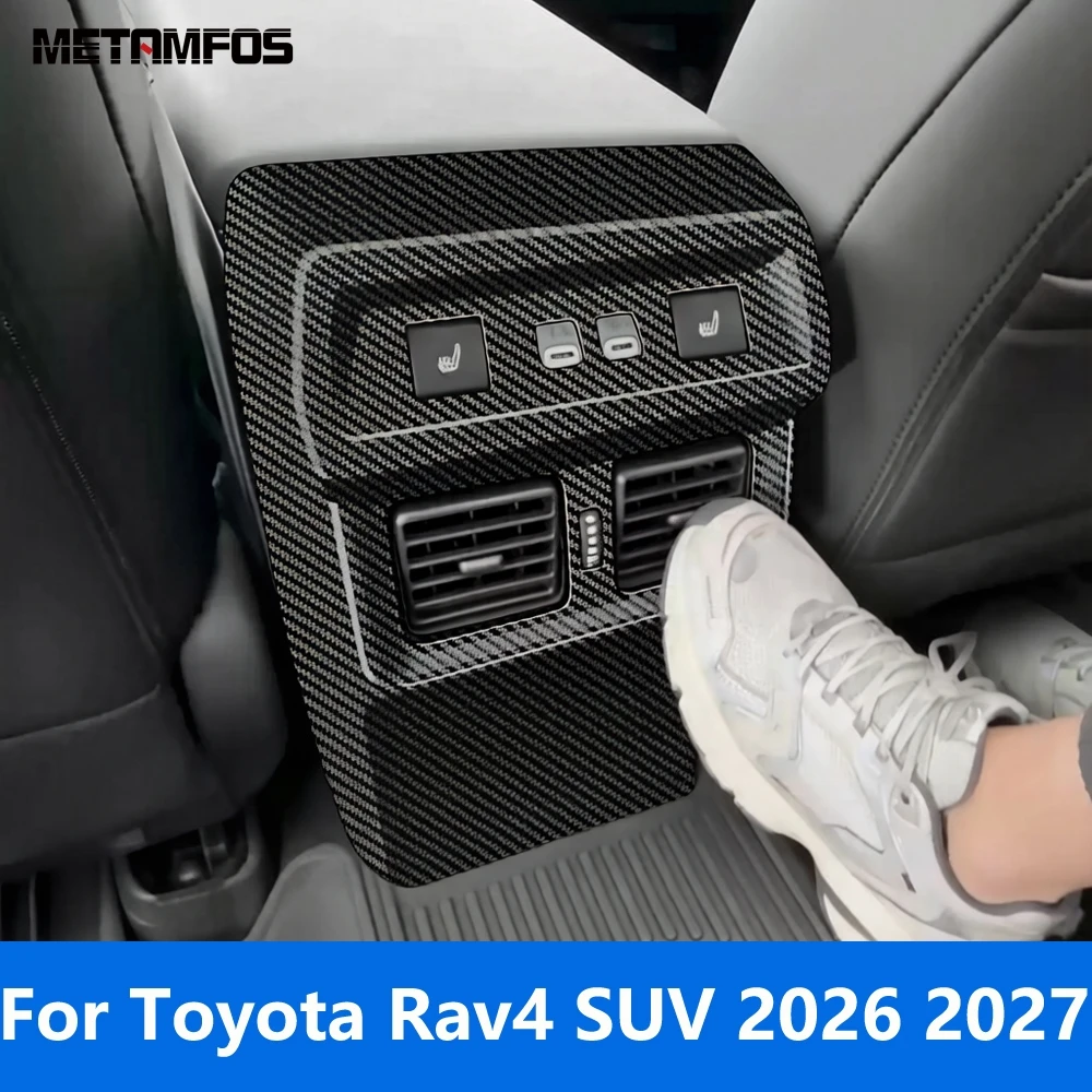 

For Toyota Rav4 Rav 4 SUV 2026 2027 Carbon Fiber Armrest Box Rear Air Conditioner Vent Outlet Cover Trim Interior Accessories