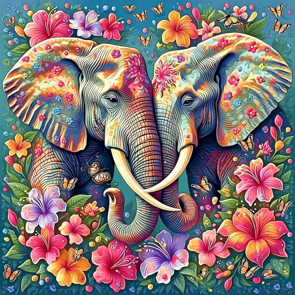 CHENISTORY Elephant Diamond Painting Kits Unique Gift Crafts Diy Kits For Beginners Animal Paint By Diamonds Wall Decor