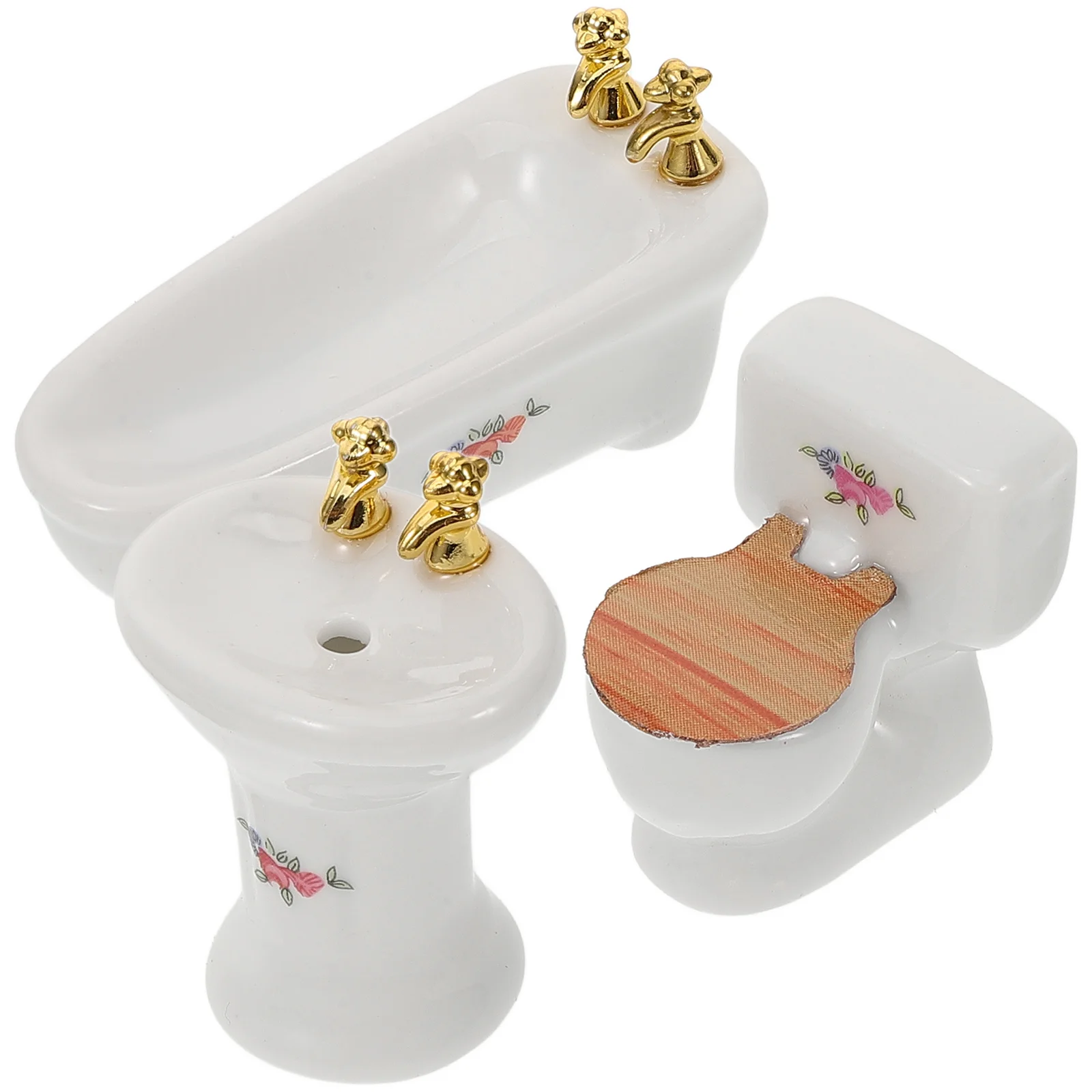 Mini Bathroom Set Dollhouse Accessories Miniature Furniture Props Ceramics