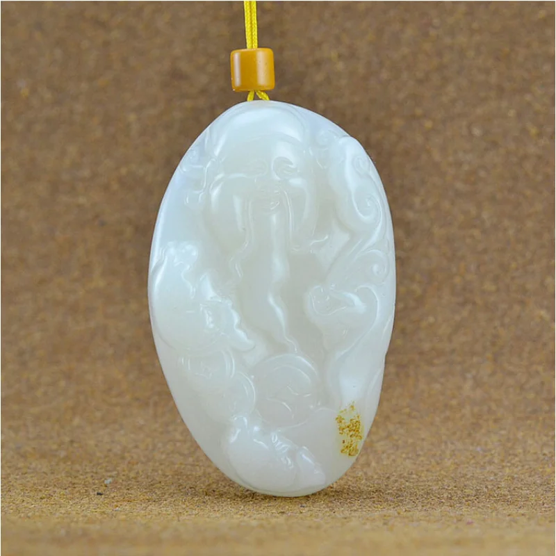 

Hotan Hand Ornament, Sheep Fat White Jade Fortune God Pendant, Fashionable and Versatile