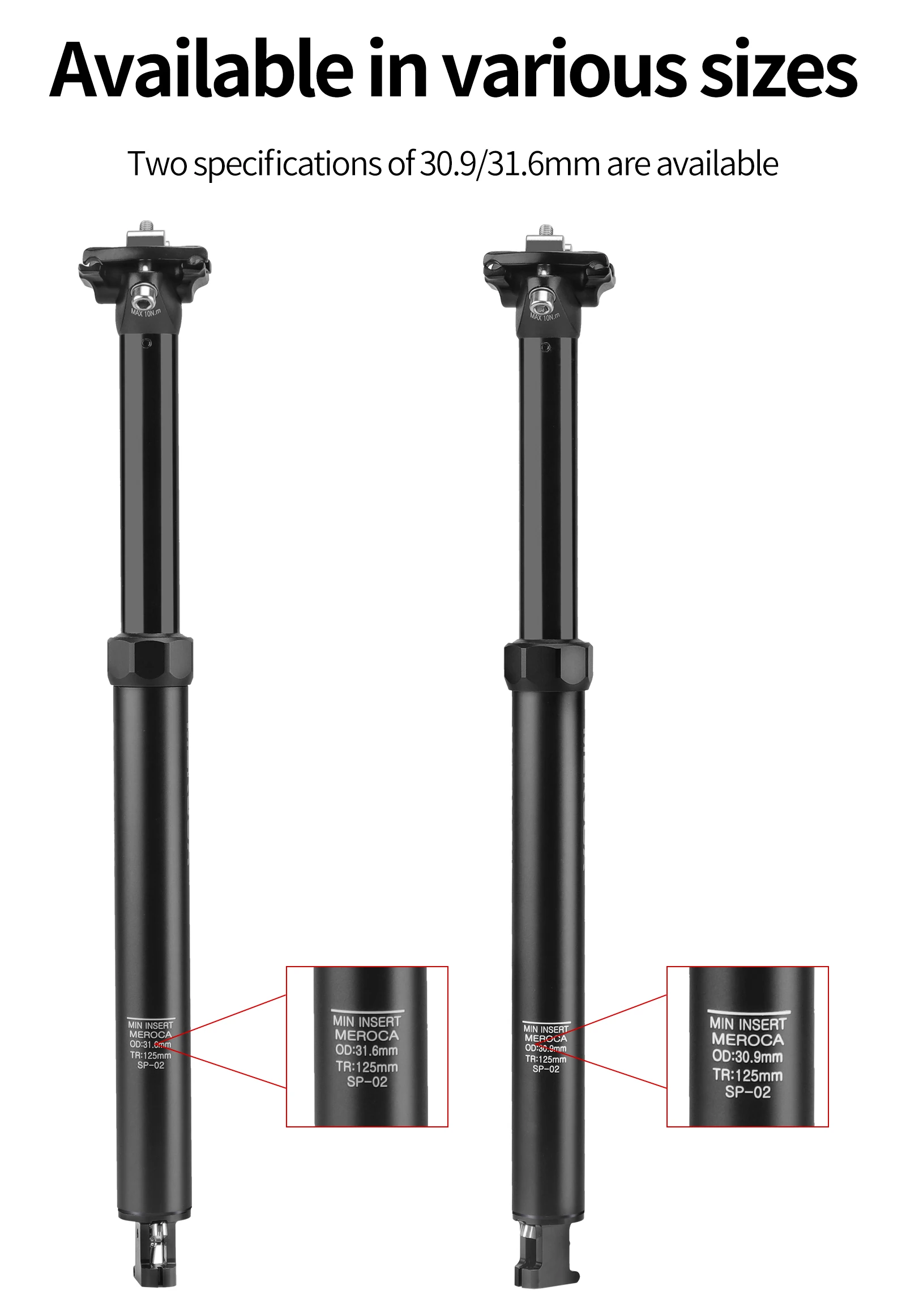 MEROCA Bike Dropper Sattelstütze 30,9/31,6x425mm Interne Routing Kabel Fernbedienung Draht Control Lift Sitzrohr MTB Sattelstütze – Detail 6