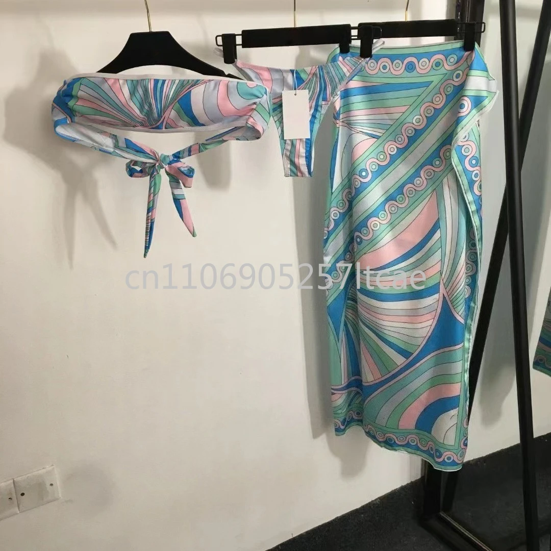 

Роскошный дизайн, женский шарф, комплекты бикини без бретелек, фирменный логотип с буквенным принтом, дизайнерский брендовый шарф, комплекты бикини