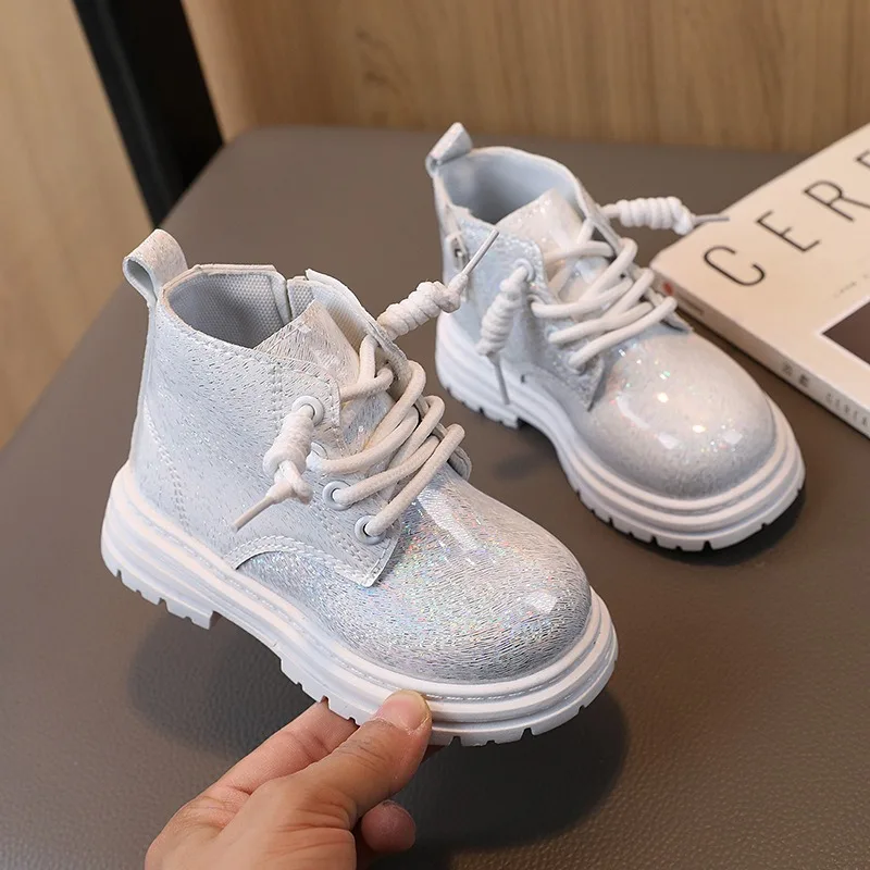 Children's Snow Boot 2026 Autumn and Winter New Shiny Girls' Boot Winter Boots for Children Thick Sole Girl's Ankle Boots