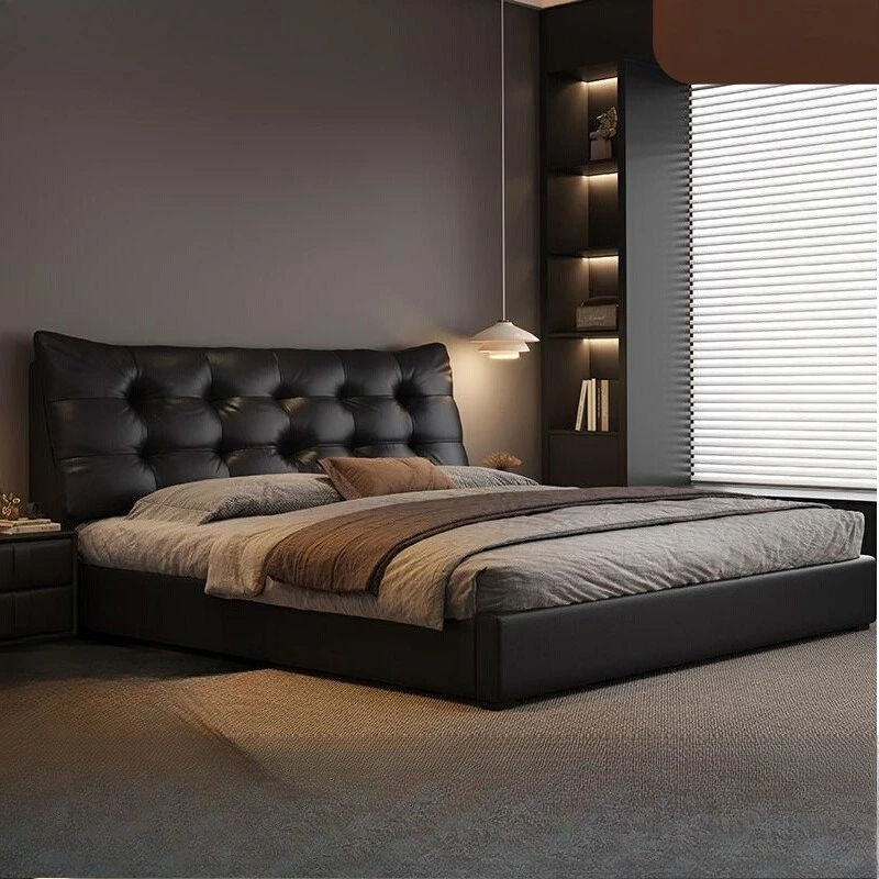 

Leather bed antique master bedroom wedding bed simple modern 1.8 meters double