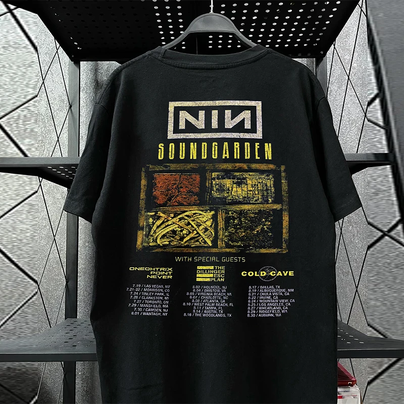 Nine Inch Nails Rock Band Camiseta de manga curta CEC Vintage Crew Neck meia manga maré