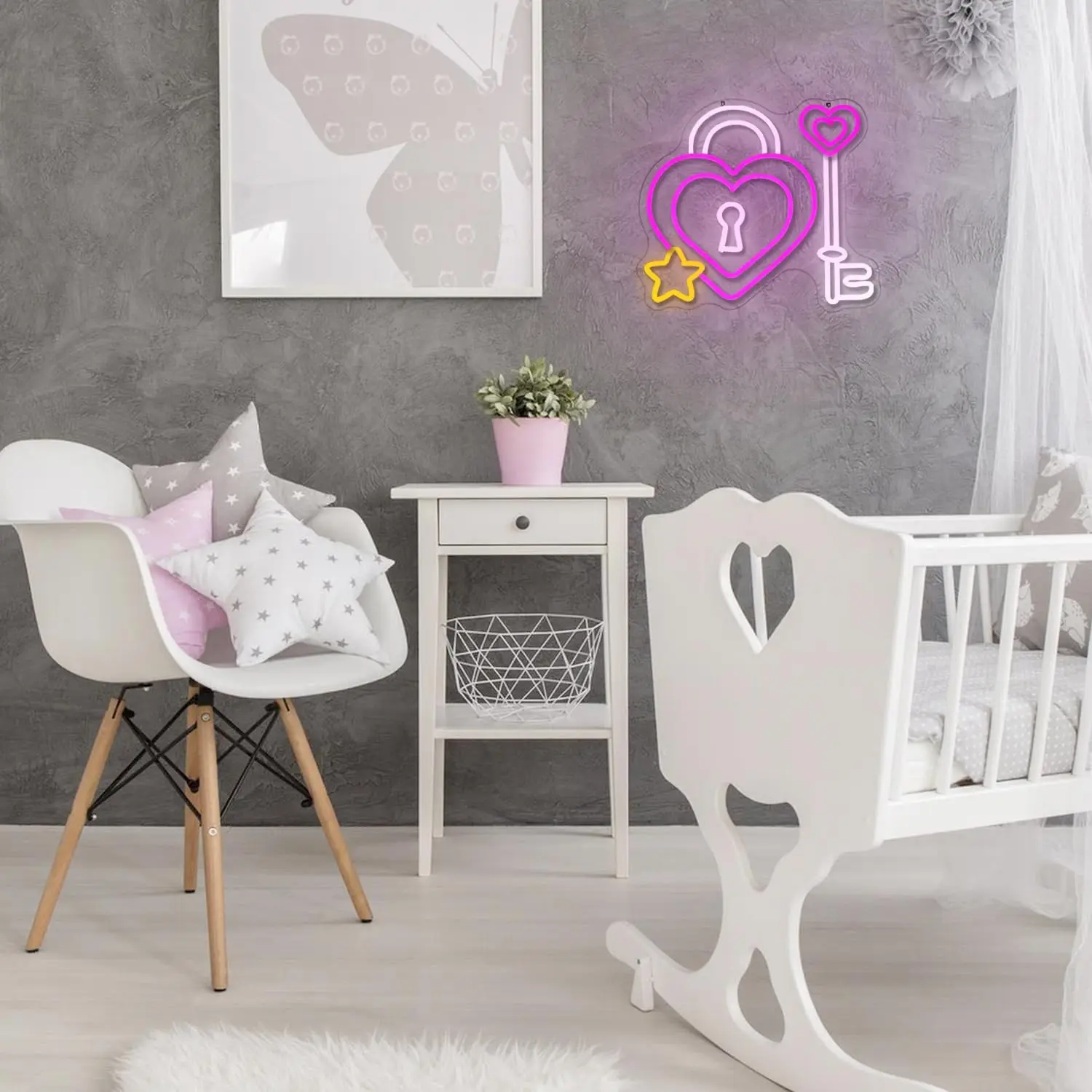 Heart Lock and Key  Neon Light Sign USB Dimmable LED Neon Sign for Bedroom Livingroom Club Bar Man Cave Party Gifts Wall Decor