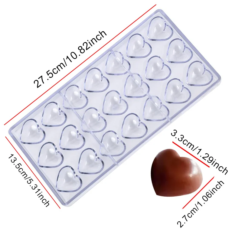 1PC 21 Cavity Heart Chocolate Mold, Candy Mould for Dessert & Cake Decorating, Home Baking Supply ZYF