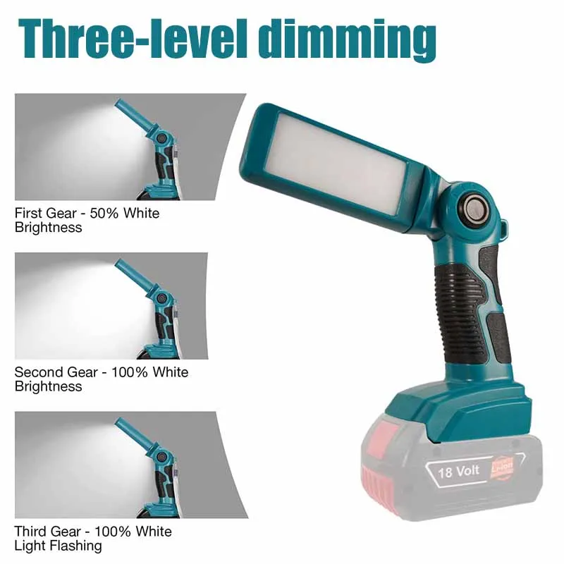 Imagem -02 - Portátil Conduziu a Luz de Advertência do Trabalho da Lâmpada para Bosch 14.4v18v Bateria do Li-íon Bat618 Bat609g Lanterna Exterior Lâmpada de Mesa com Usb 12w