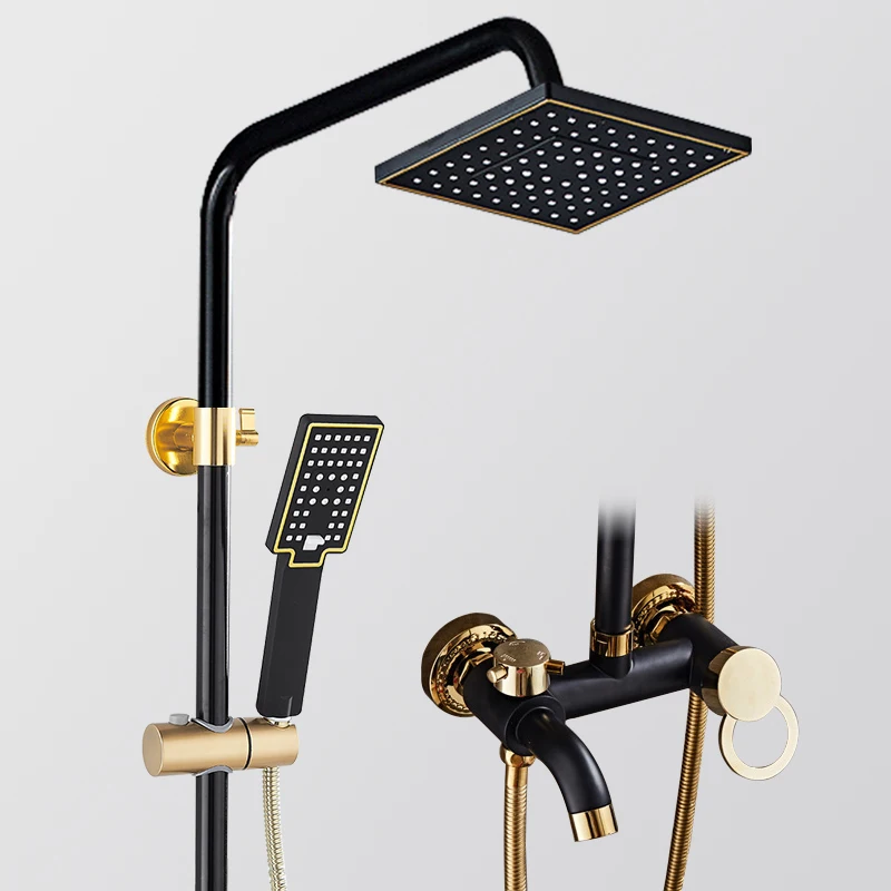 

black gold 3 ways Shower System cold and hot water mixer faucet luxury quality Rainfall Shower Head Bathroom Shower set