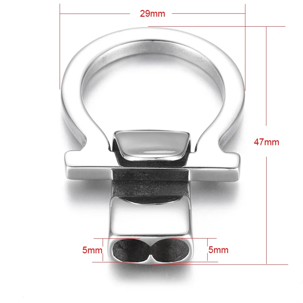 Stainless Steel End Cap with Hook Set Double Hole 5mm Connector Leather Cord Easy Clasp DIY Bracelet Jewelry Making Findings