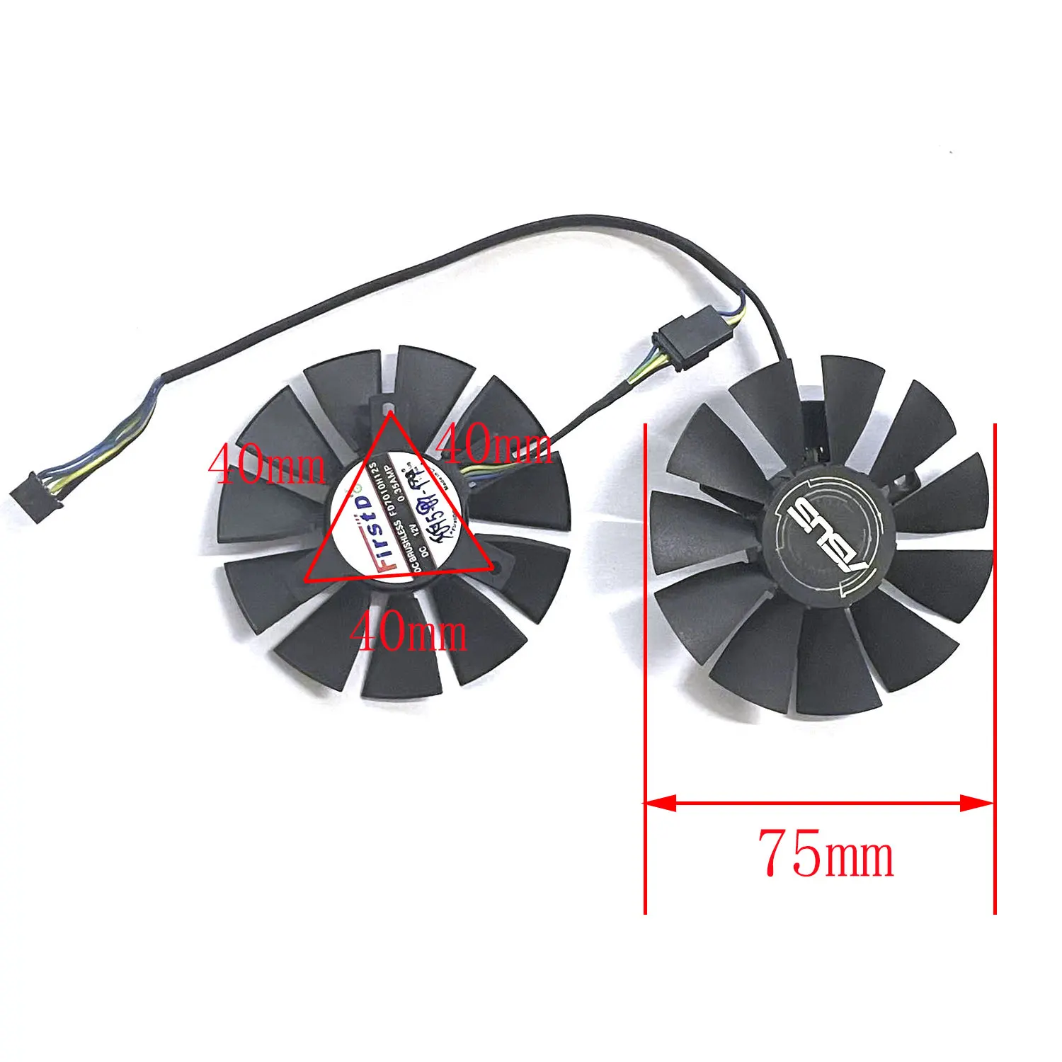 New GPU fan 4PIN 75MM FD7010H12S T128010SH suitable for ASUS ROG-STRIX-RX560 RX460 GAMING graphics card cooling fan