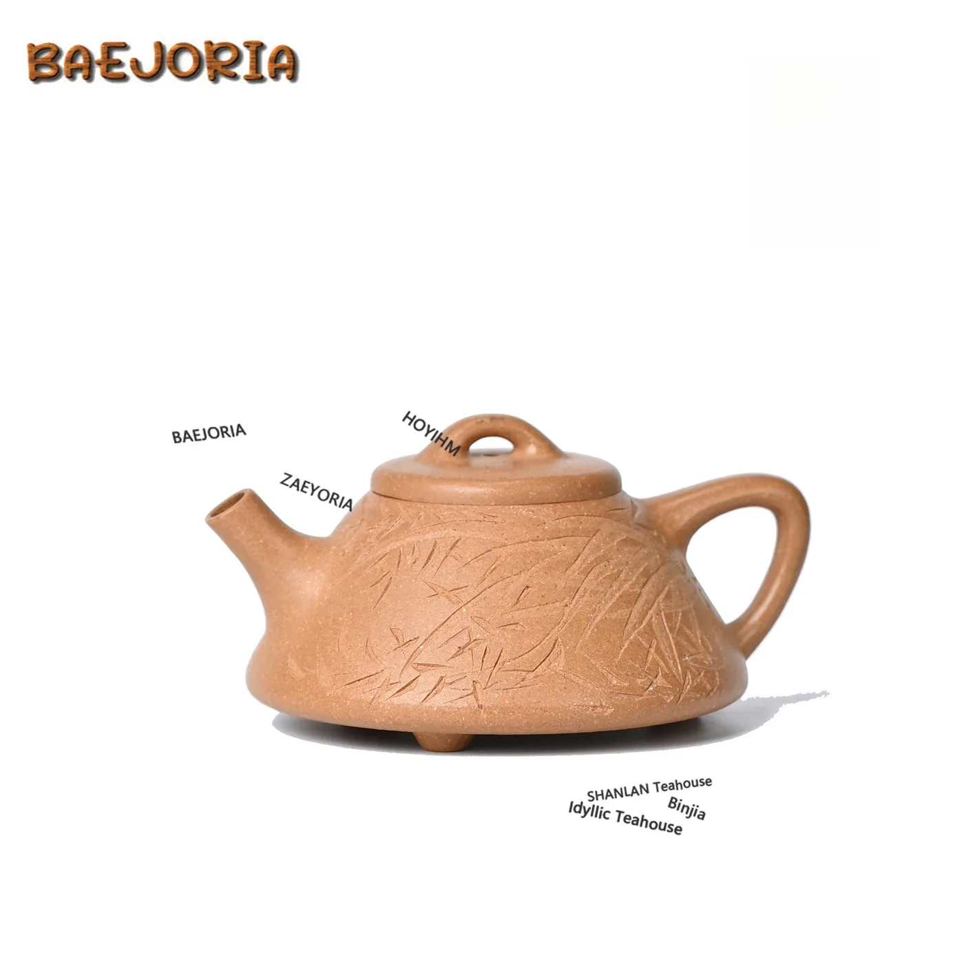 BAEJORIA 140ml Authentic Yixing Purple Clay Teapots Handmade Bamboo Stone Scoop Pot Raw Ore Downhill Mud Kettle Zisha Teaset Cha