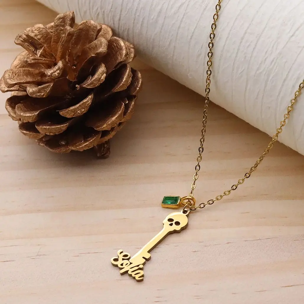 

Колье-ключ с именем на заказ Todorova, винтажный ключ от Врата Ада, модные готические украшения, подарок, аксессуары для волшебников