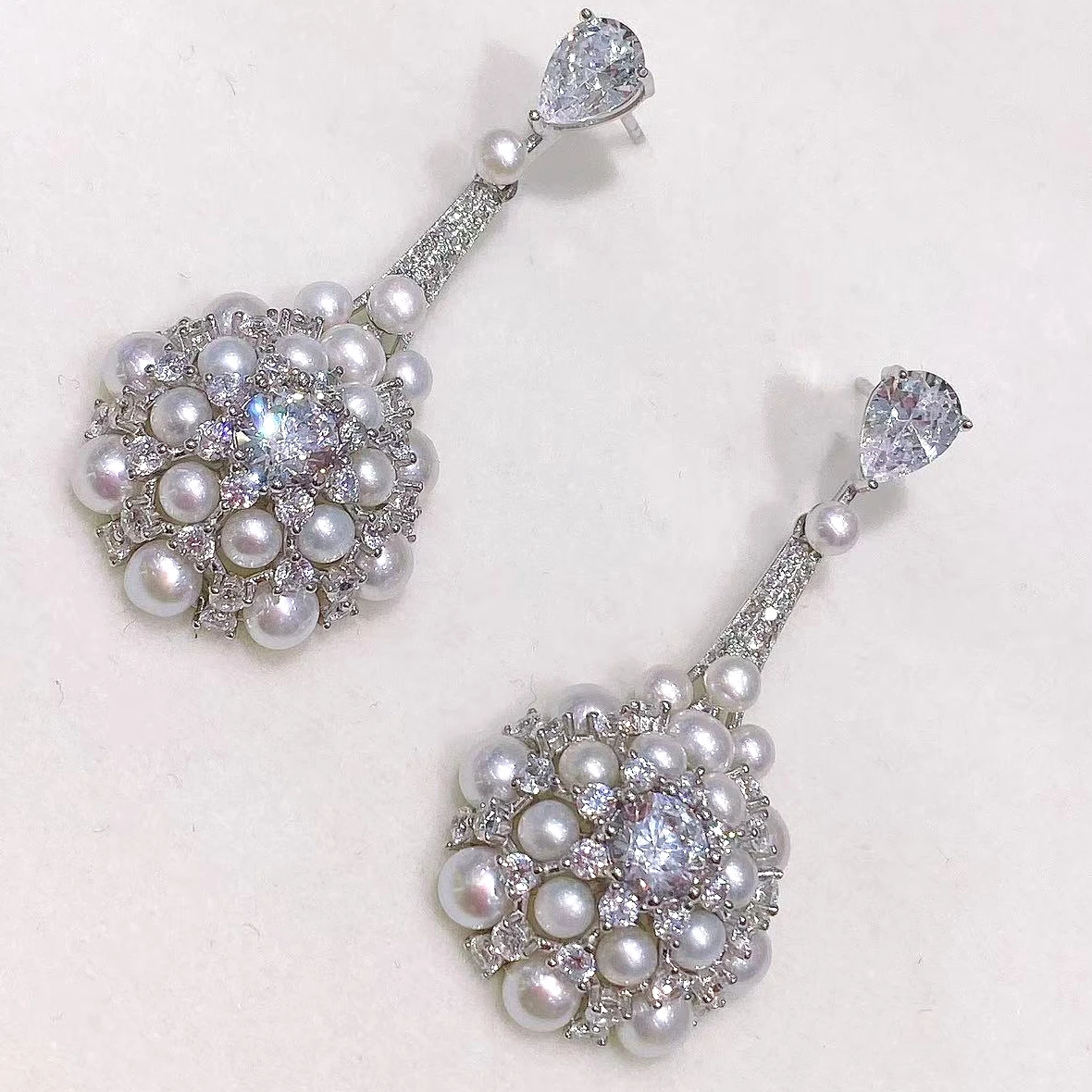KQDANCE New Solid 925 Sterling Silver Real Natural FreshWater Pearl Long Drop Earrings For Women Party Fine Jewelry