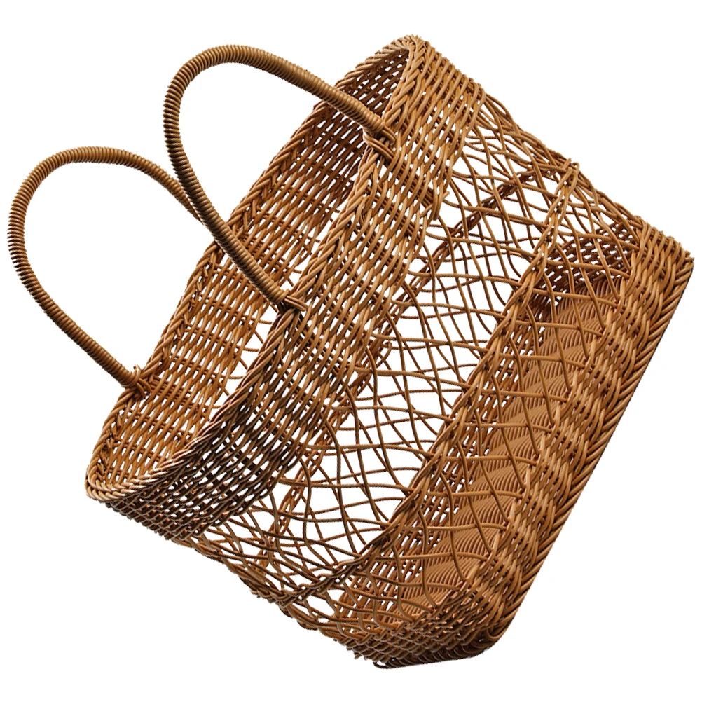 

Imitation Rattan Woven Basket Modern Picnic Fruit Gift Hand Storage Plastic Cute Outdoor Baskets Shopping for Accessories
