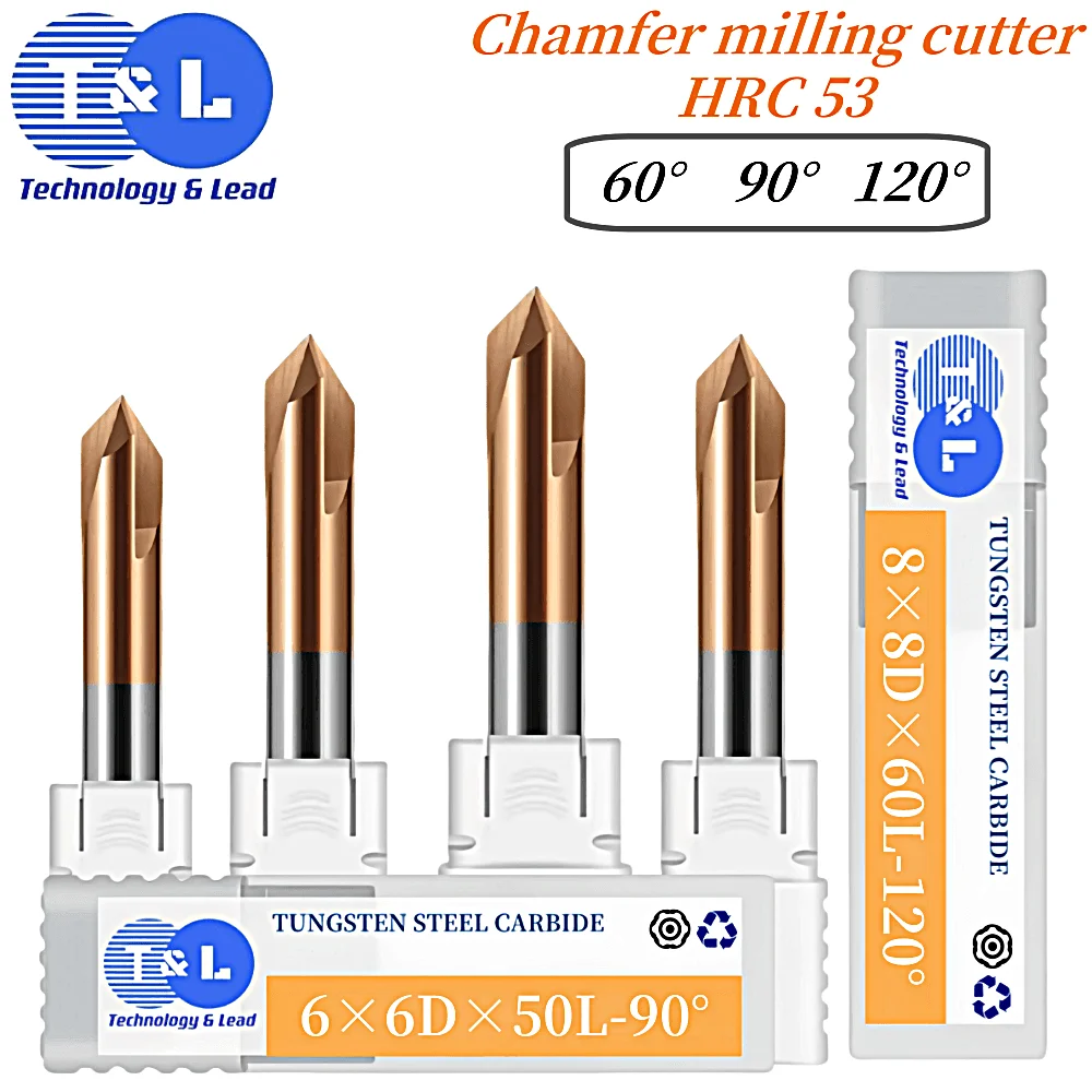 Chamfering Cutter Milling Cutter Alloy Coating Tungsten Steel Tool Cnc Maching HRC53 3Flutes T&L For Steel Chamfered Cutter