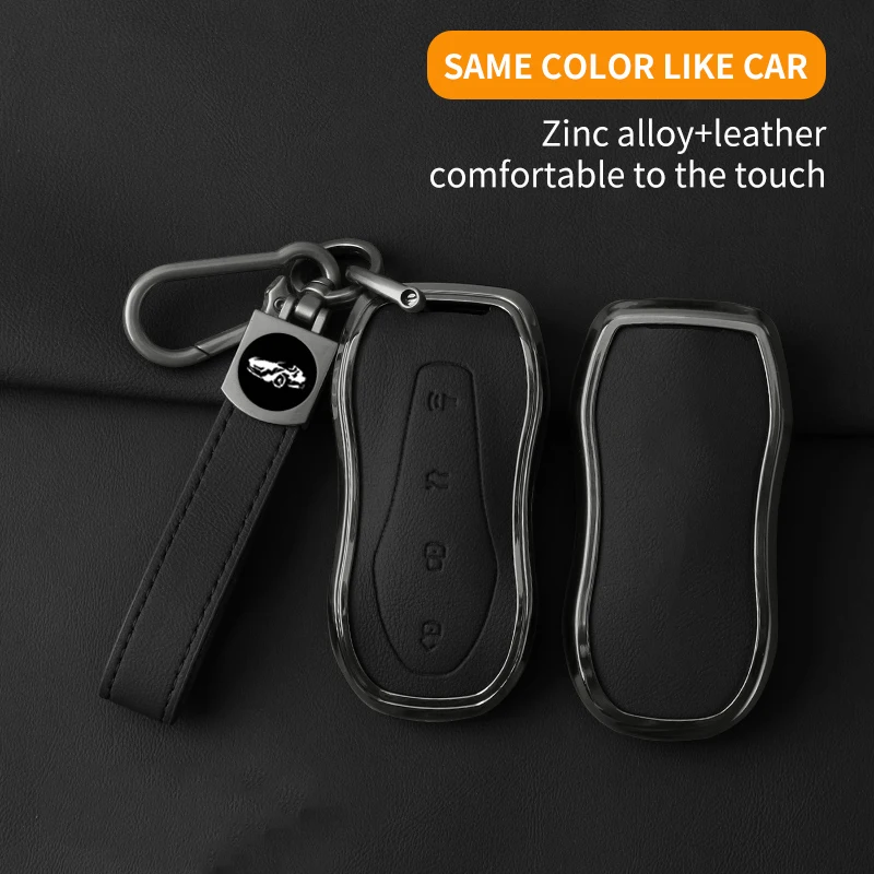 New Zinc Alloy Remote Car Key Case Cover For Geely GX3 EC7 EC8 GC6 EC715 EC718 Emgrand7 EU7 EC7-RV Leather Keychain Protector