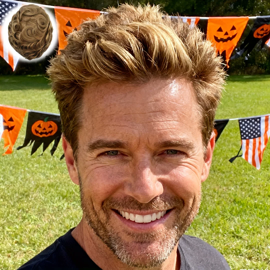 

Мужской парик-накладка из натуральных человеческих волос с основой из ПУ толщиной 0.06-0.08 мм, выполненной по технологии V-loop, для мужчин