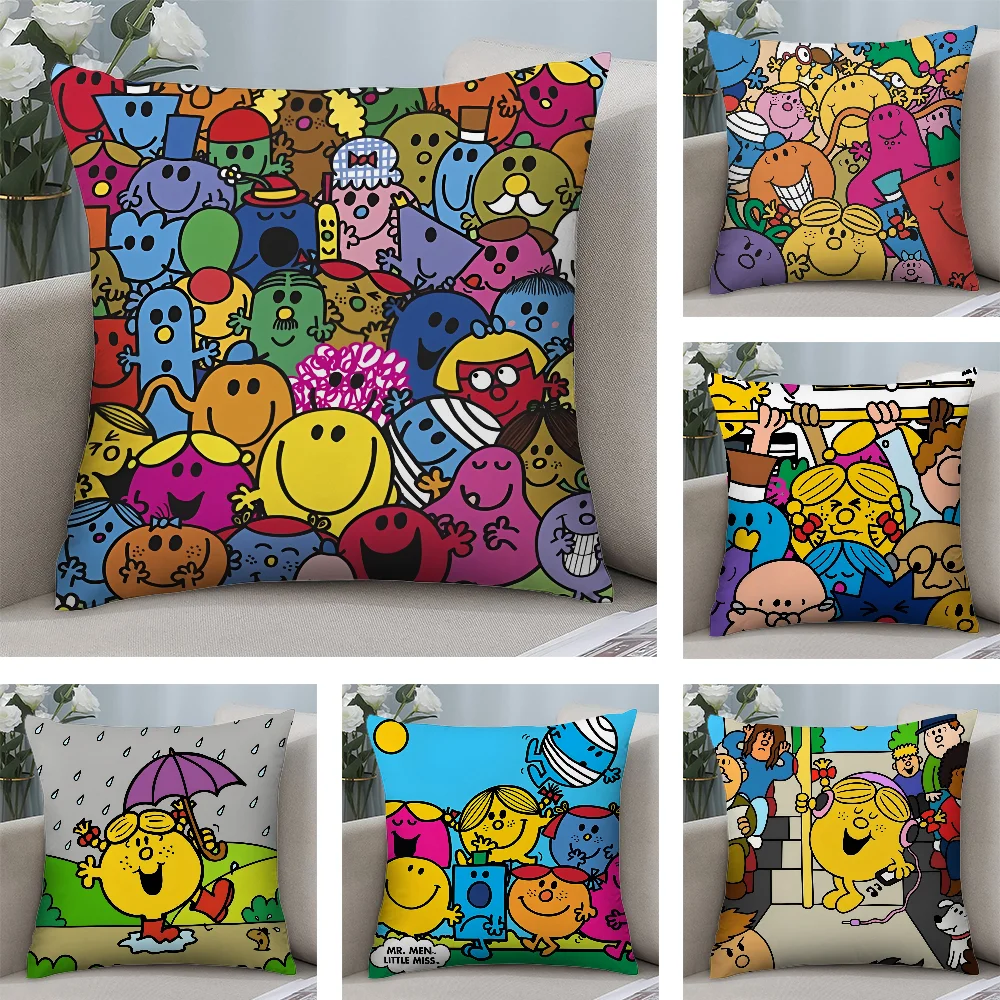 

Mr. M-Men Cute L-Little Miss Pillow Case Short Plush Pillow Covers Sofa Decorative Gift Home Double-sided Printing Cushion Cover