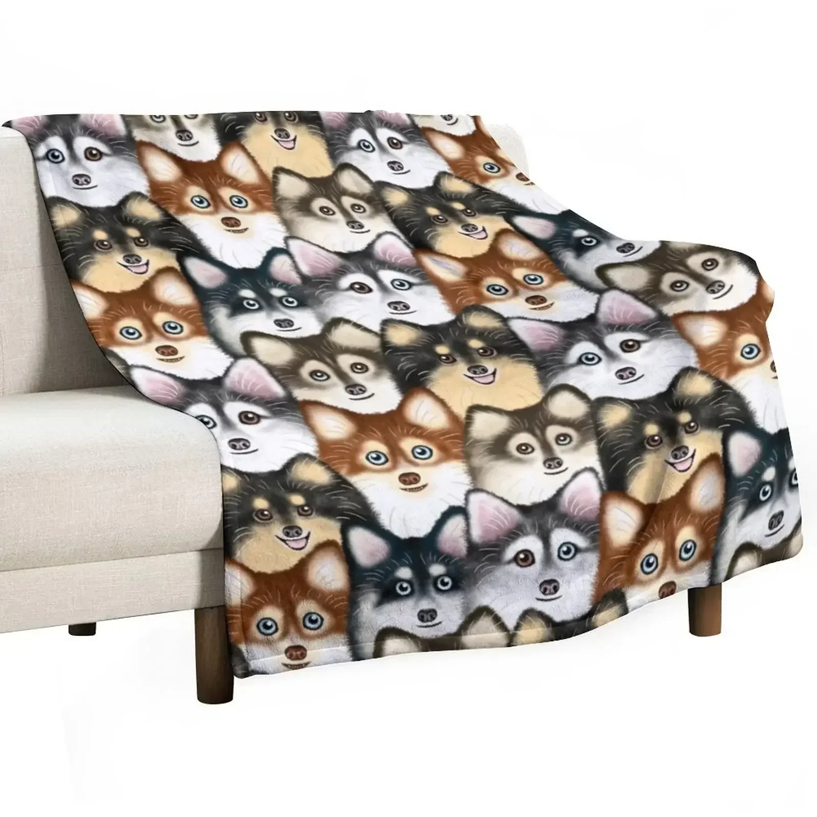 

Pomsky Pattern Throw Blanket Luxury Blankets For Baby warm winter Fashion Sofas Blankets