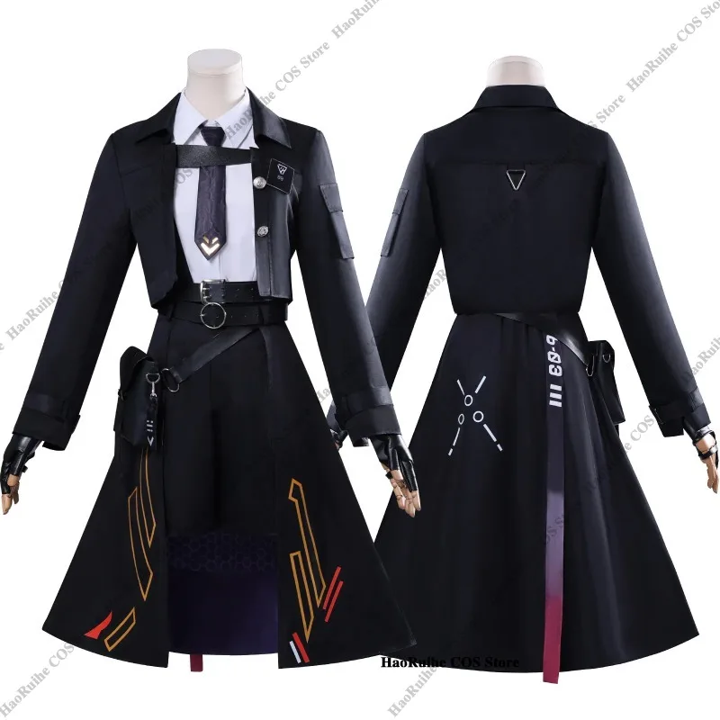 Em estoque jogo amor e espaço profundo anime cosplay traje preto moda peruca vestido uniforme para mulheres meninas festa de halloween role play