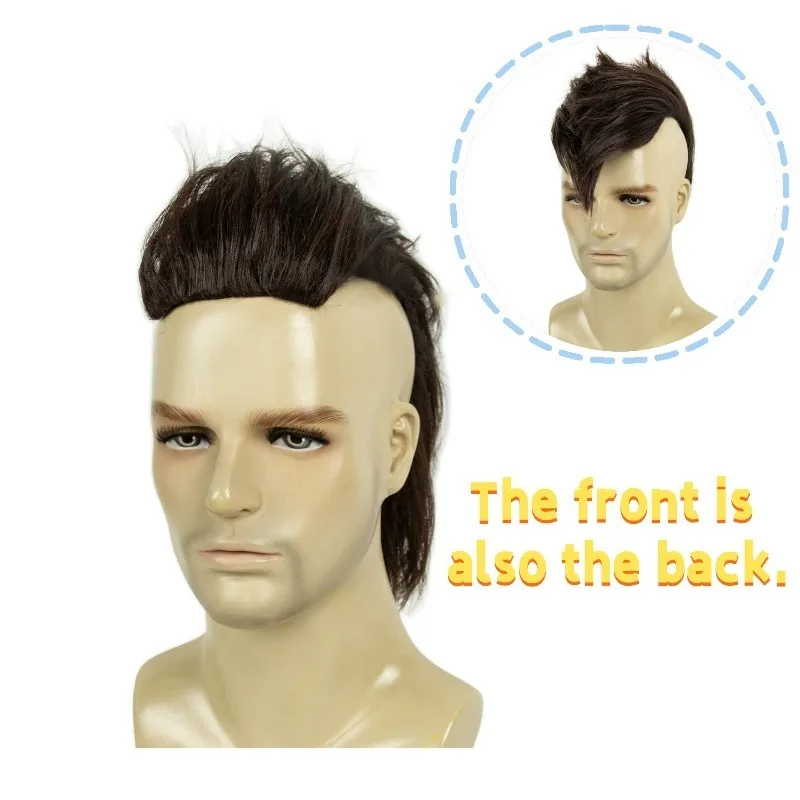 大人男性のカラースタイル モホーク パンクロック スパイキー ウィッグ ストレート スパイキー ハロウィン ファンシー、合成ソフトファイバーヘア、グループアニメパーティー