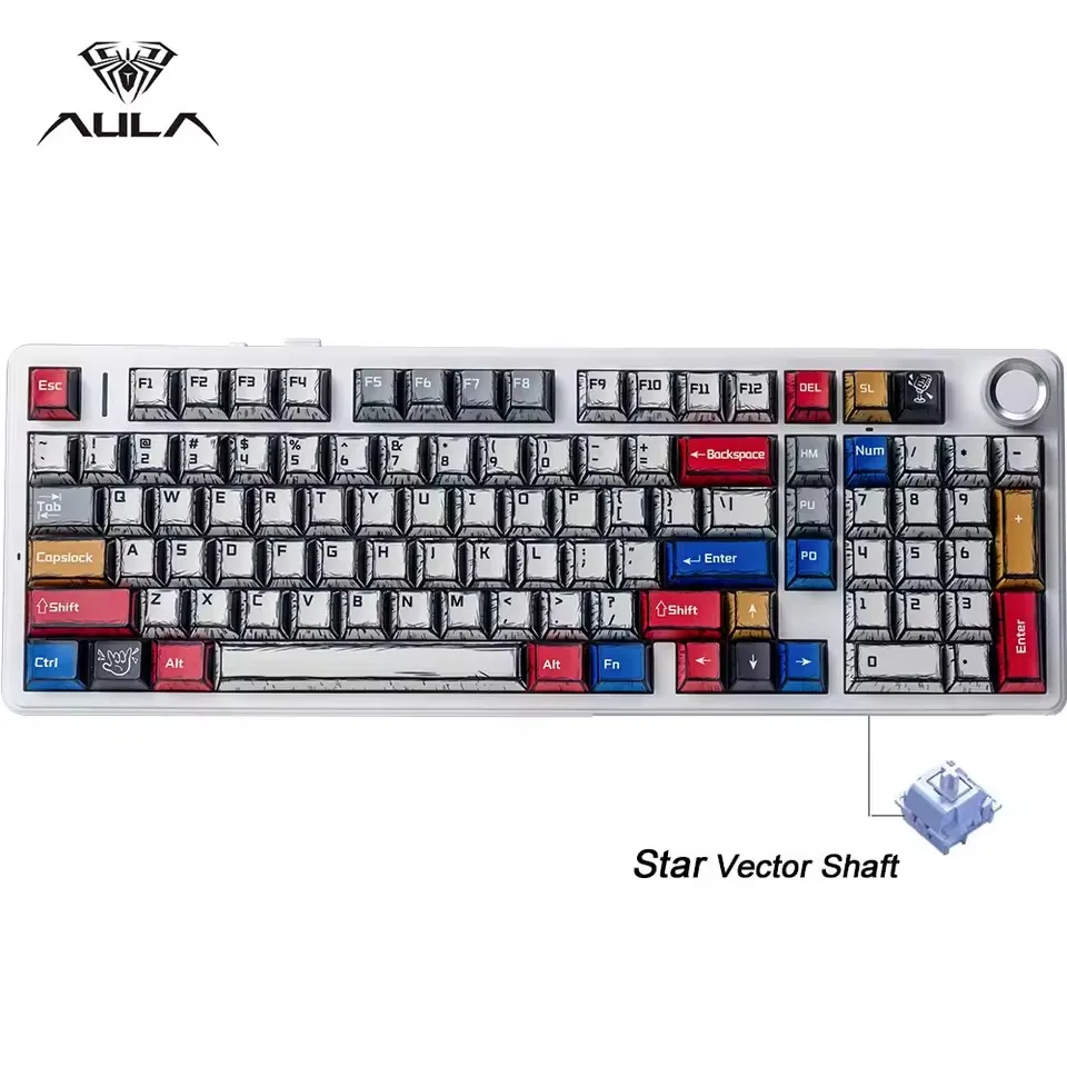 

AULA F99 Pro Gaming Mechanical Keyboard PBT Comic Keycaps RGB Backlight Hot Plug Customized keyboard Keyboard for Office