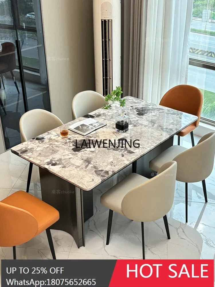 Marble dining table light luxury rectangular household high-end natural microcrystalline stone table