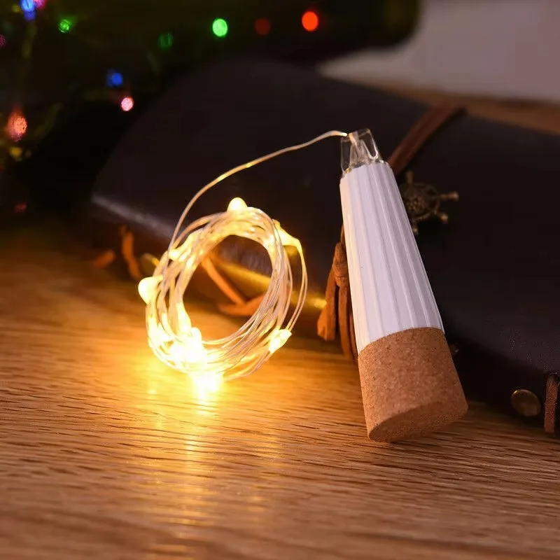 USB Rechargeable 2m 20 LED Cork Bottle Fairy String Lights, Indoor Decorative Lamp for Bedroom Home Party Wedding Christmas