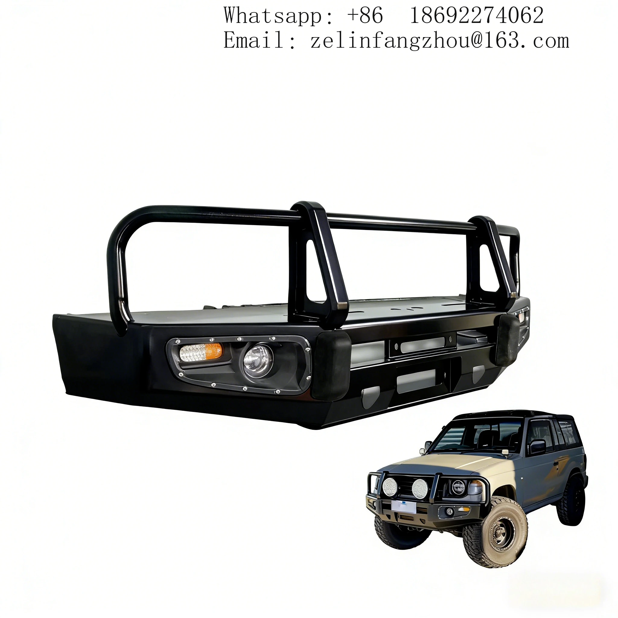 

Steel Front Bumper Kit w/ Tow Hook Cut-Outs Fit For Mitsubishi Pajero Montero 3rd Gen V60 V70 V73 V77 Off-Road Heavy Duty