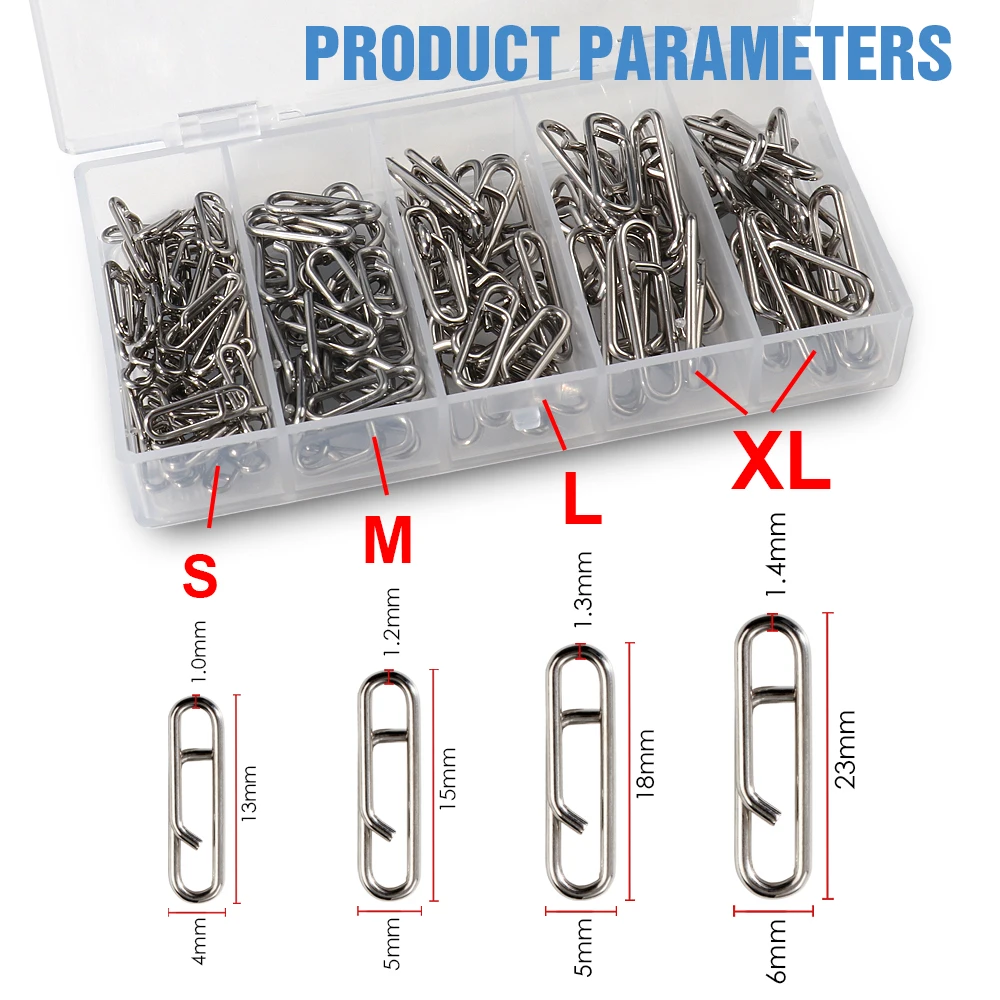 GOBAIT Fishing Interlock Snap Fast Clips Stainless Steel Oval Buckle Swivel Lure Line Accessories Tackle Box 20-100Pcs Connector