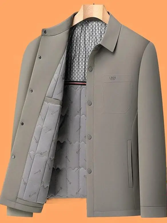 

Men's Collared Mid-Thi Cotton Jaet with Added Polyester Fiber Autumn Winter Faion Urban Sle Regular Length Coat