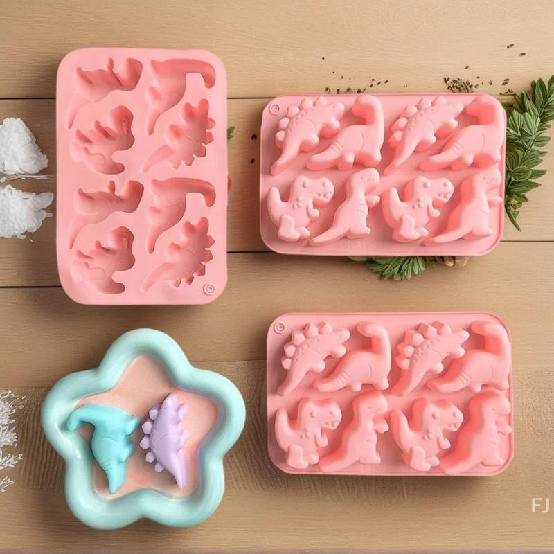 [YU] Dinosaurier-Silikonformen in Lebensmittelqualität, 8 Mulden, Schokolade, harte Süßigkeiten, Eiswürfel, Silikonform für DIY-Schokolade, Süßigkeiten, Gelee