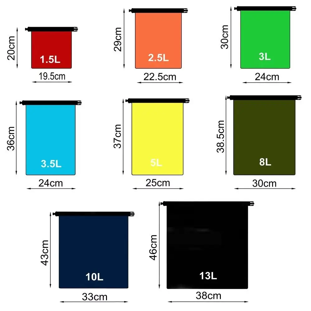 8pcs/set Waterproof Waterproof Dry Bag with Shoulder Straps Large-Capacity Swimming Storage Bags Foldable Lightweight