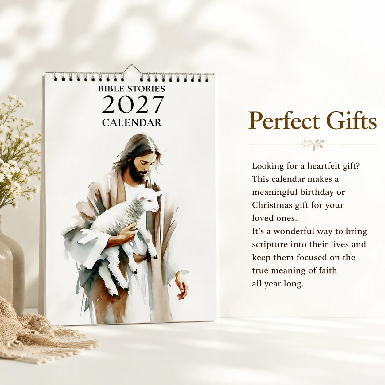 2027 Jesus Christ Calendar 12 Months Stories Wall Calendar 2027 With Inspirational Paintings Practical Monthly Planne for Home
