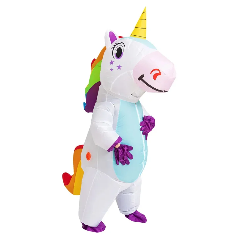 Inflatable Unicorn Costume Adult Kids Rainbow Halloween Costumes for Wommen Men Adult Carnival Mascot Purim Christmas Cosplay