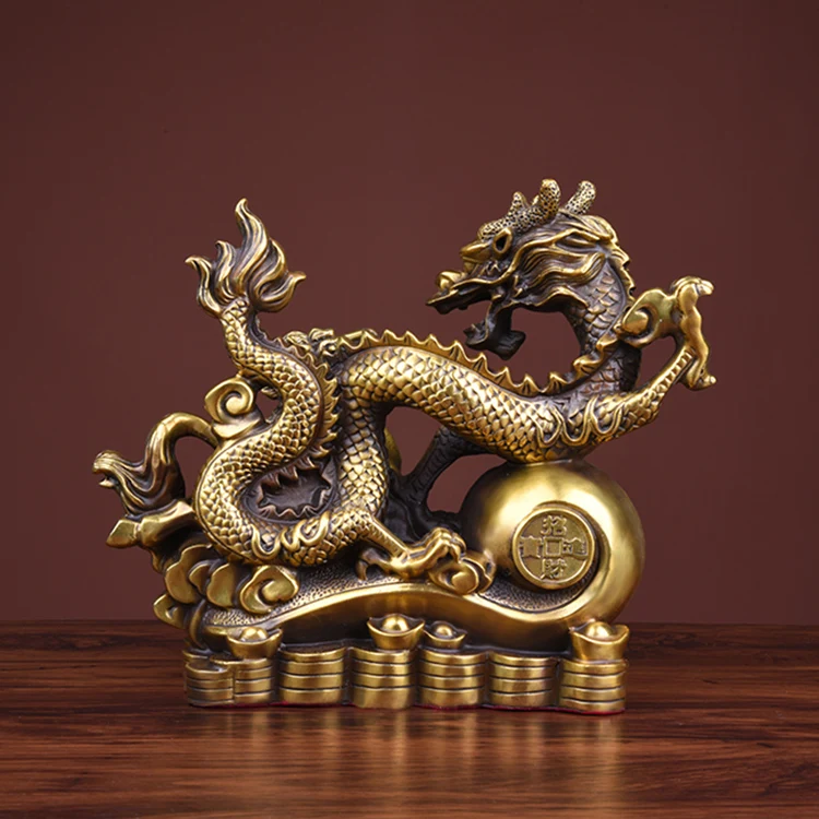 HOME office SHOP Business thriving Wealth GOOD LUCK Mascot Royal dragon Successful horse FENG SHUI Brass statue