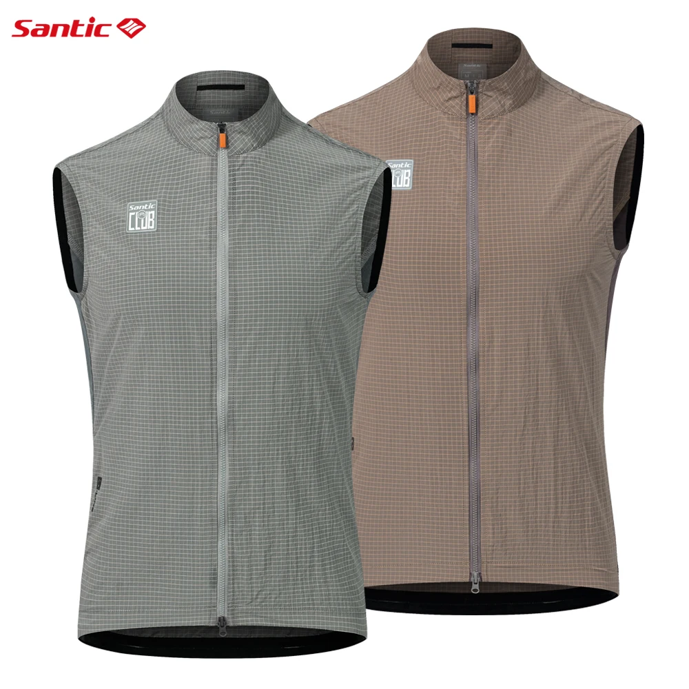 Santic New Cycling Vest Windproof Lightweight Cycling Vest Sleeveless Cycling Clothes for Men and Women WZ24C07048