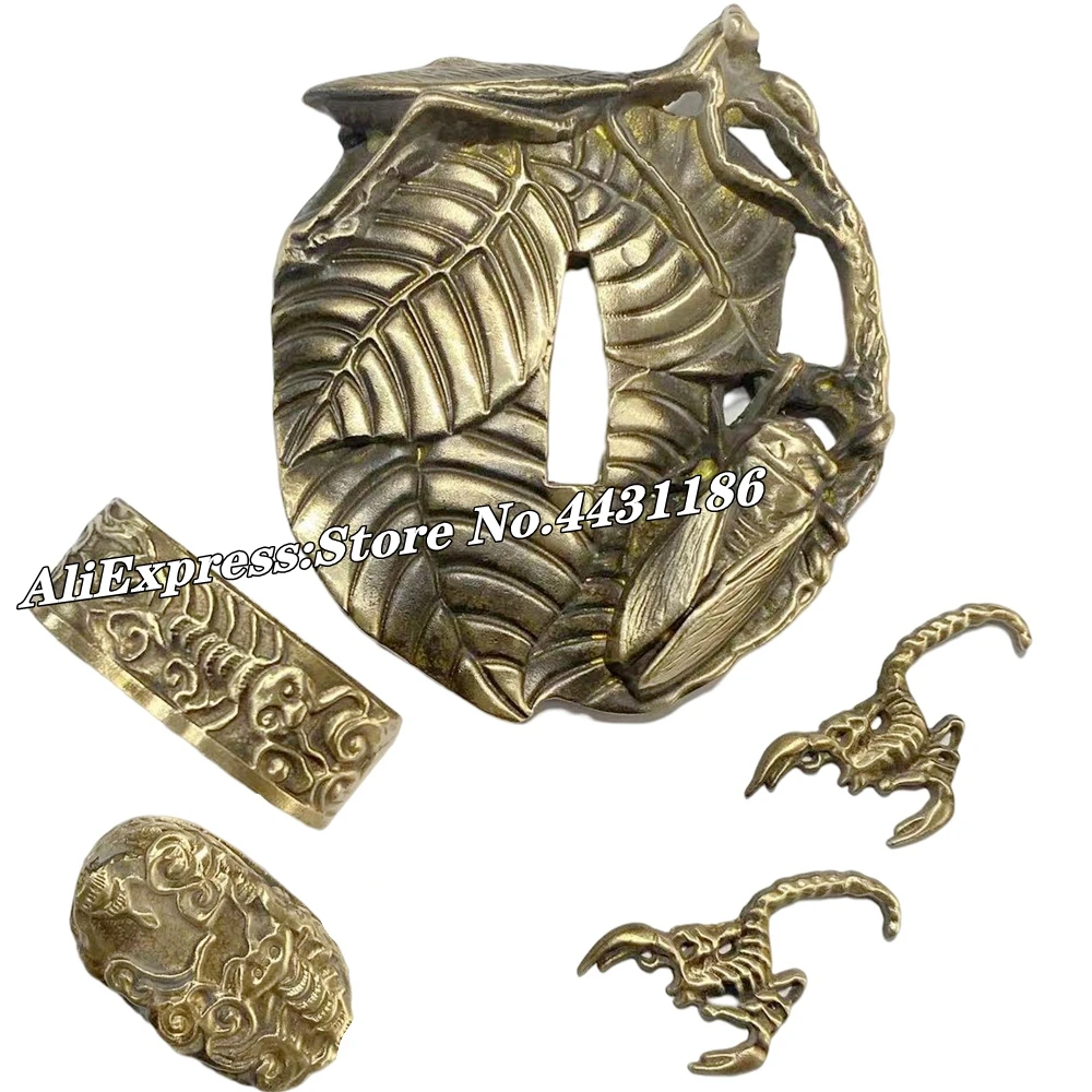 Mantis/Cicada Theme Tsuba Japanese Sword Brass Guard For Katana/Wakizashi/Tanto Menuki Fuchi Kashira Replace DIY Accessory