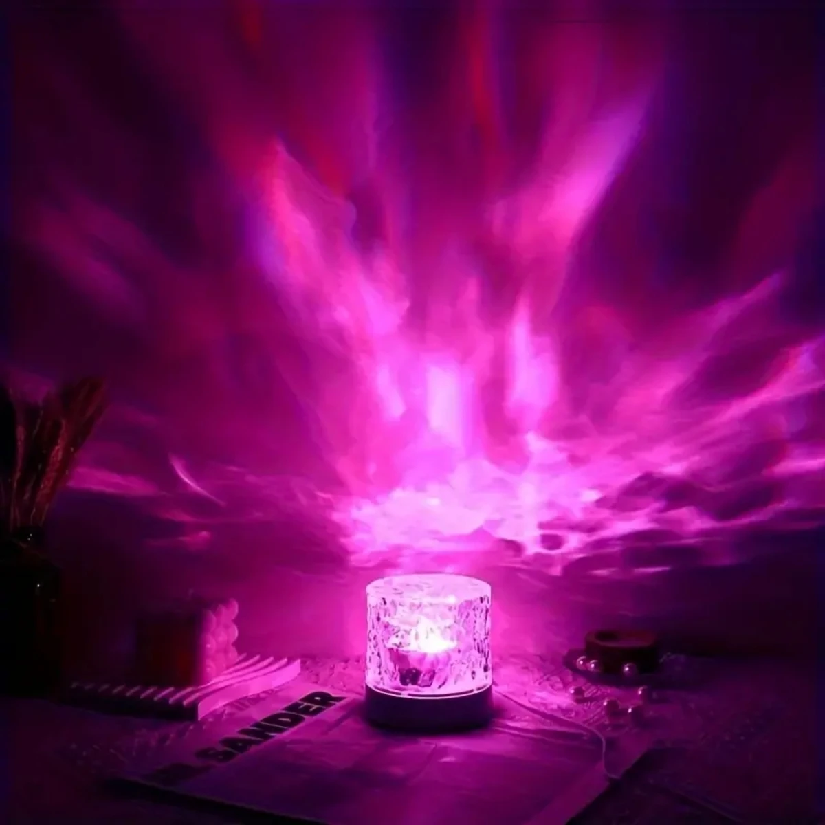 Quadratische Ozeanwellen-Projektionslampe, Farbwechselndes RGB-Nachtlicht, USB-Dekoratives Stimmungslicht für Schlafzimmer, Spielzimmer, Heimparty – Detail 9