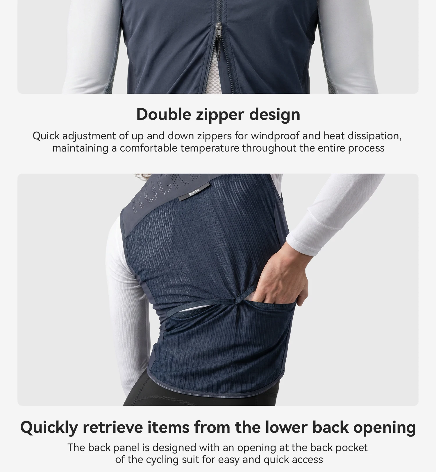 ROCKBROS Sommer Radfahren Weste Leichte, Tragbare Atmungsaktive Ärmellose Jacke Windjacke Mantel Outdoor Sport Radfahren Kleidung – Detail 15