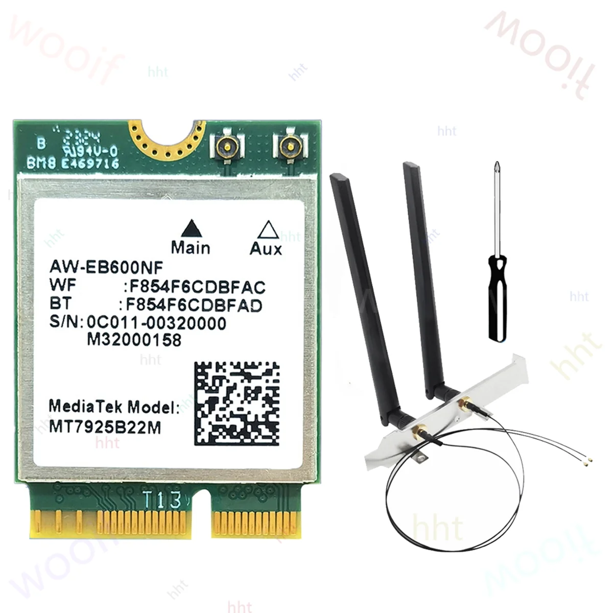 

Y06A MT7925 WIFI 7 Карта Wi-Fi+антенны с заглушками, 5400 Мбит/с, M.2, трехдиапазонная (2.4G/5G/6G), BT5.3, адаптер Wi-Fi для Win10/11, Linux