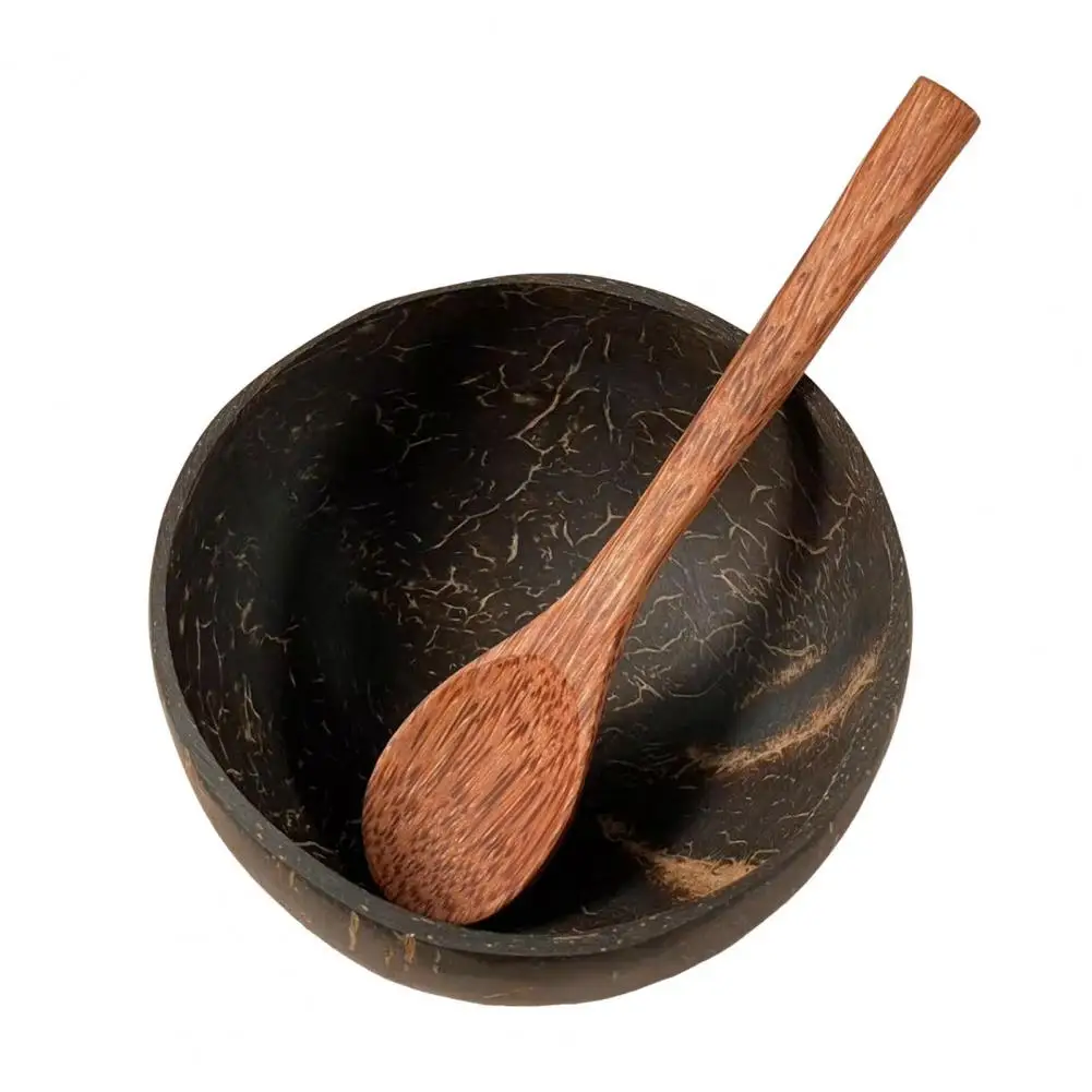 Handcrafted Coconut Shell Bowl Coconut Bowl with Wood Spoon Set Handmade Natural Dinnerware Food Safe Eco-friendly for Smoothie