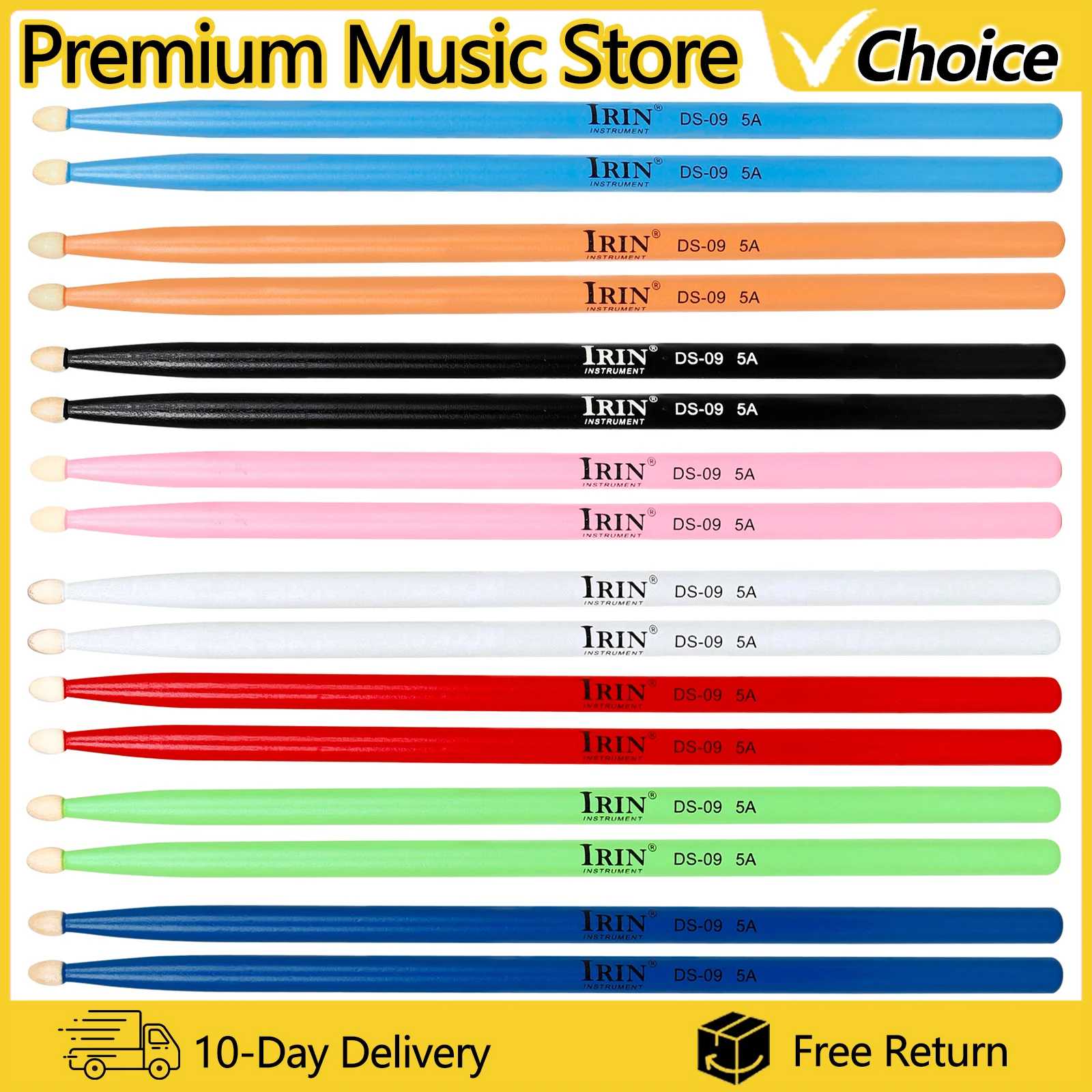 IRIN 5A Drumstick Maple Drum Sticks DS-09 Multicolor Drum Mallets Professional Percussion Musical Instrument Accessories Parts