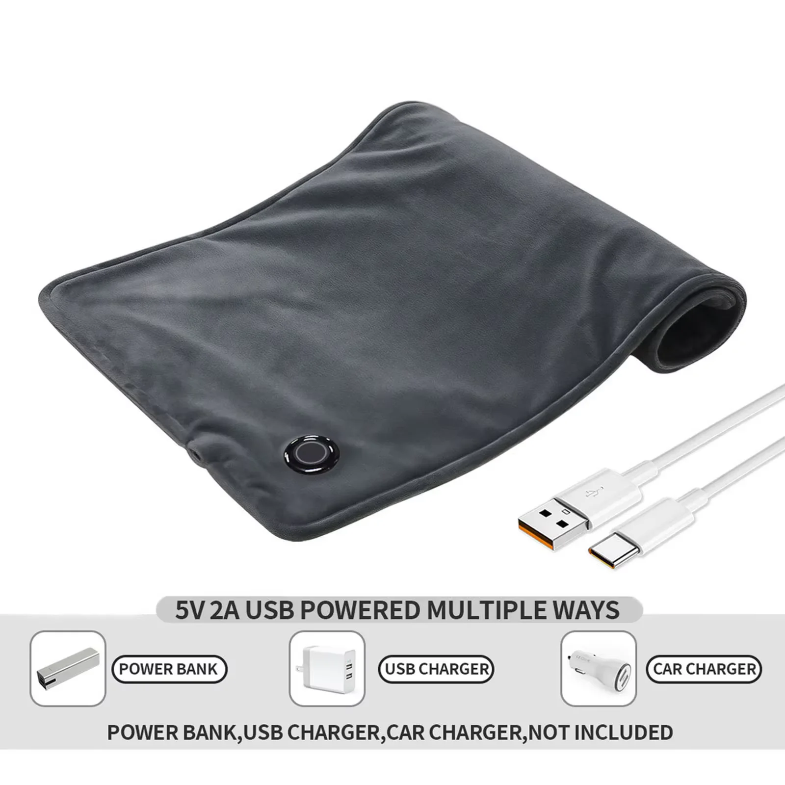 

5V 2A 12x24 Inches Electric Blankets Heating Pad For Back/Shoulder/Neck/Knee/Leg Constant Temperature Type-C Waterproof Grey