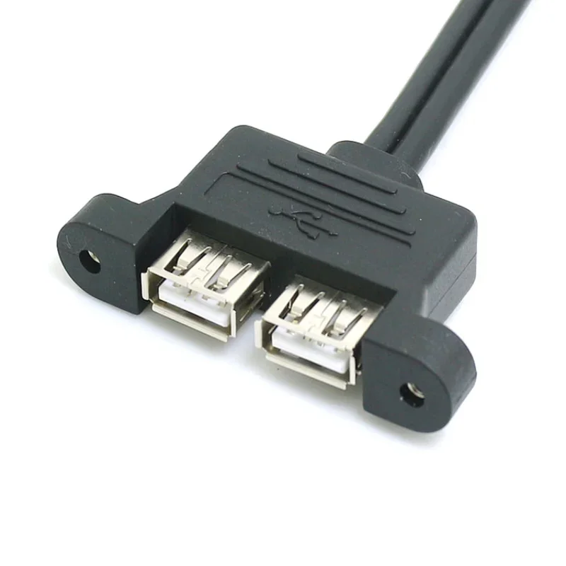 PC Case Internal Dupont 9pin Ke 2-Port USB Tipe A Female Screw Lock Panel Mount Cable 30/50CM